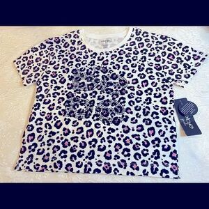 🛍 BeBe Girls Rhinestone Short Sleeve T-Shirt Size: M(10/12)